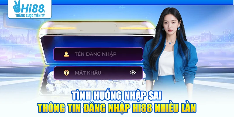 Tình huống nhập sai thông tin đăng nhập Hi88 nhiều lần